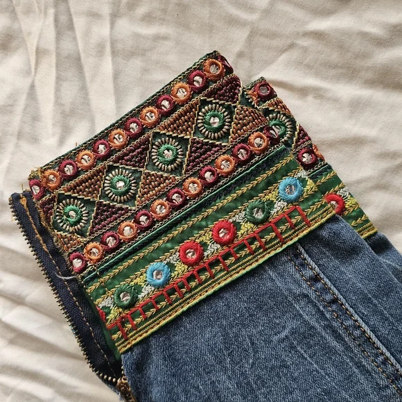 Desigual Pakaian Jada Wanita Embroidered Blue Jeans for Women - Picture 10 of 10